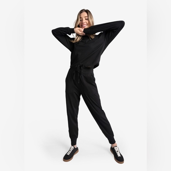 Lole OM Tech Black Jogger Track Pants Relaxed Fit Sz L - Picture 1 of 8